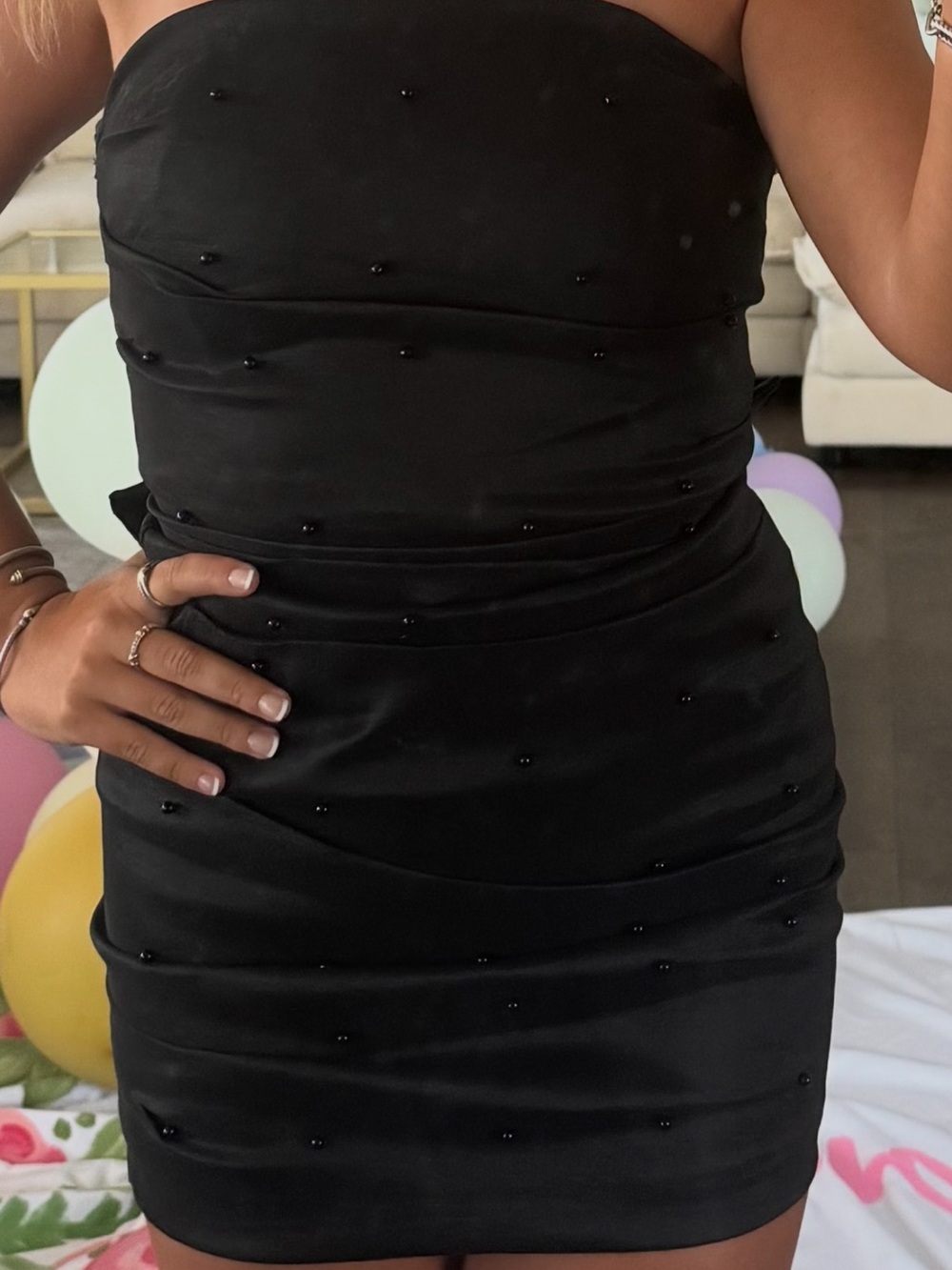 Strapless Beaded Little Black Dress